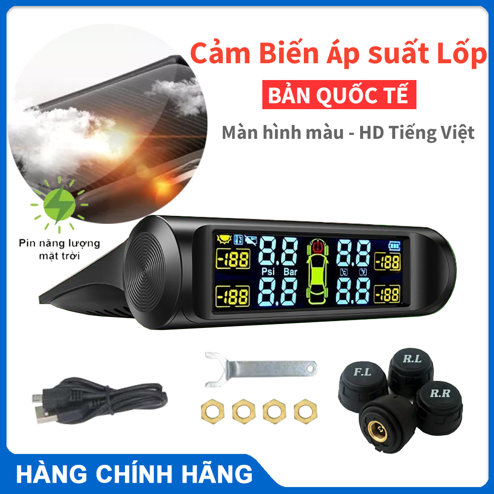 Cảm biến áp suất lốp ô tô xe hơi gắn ngoài cao cấp TPMS- Kiotool Pin sạc năng lượng mặt trời, màn hình LCD, tuổi thọ pin 5 năm