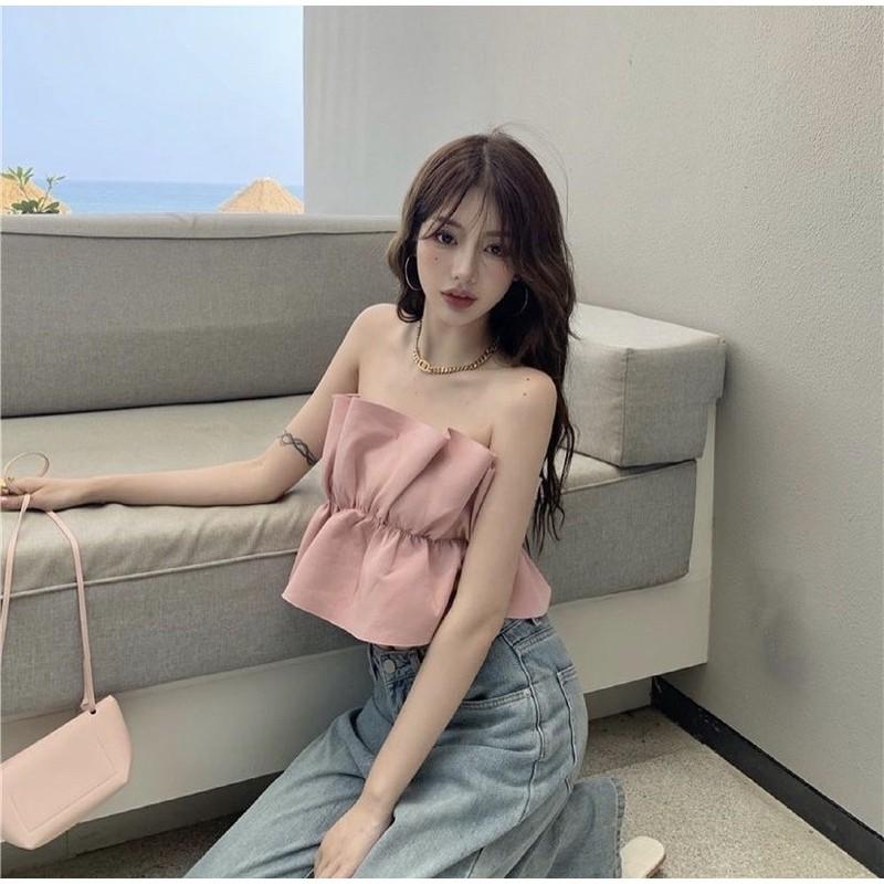 ÁO TUBE HỒNG FREESIZE