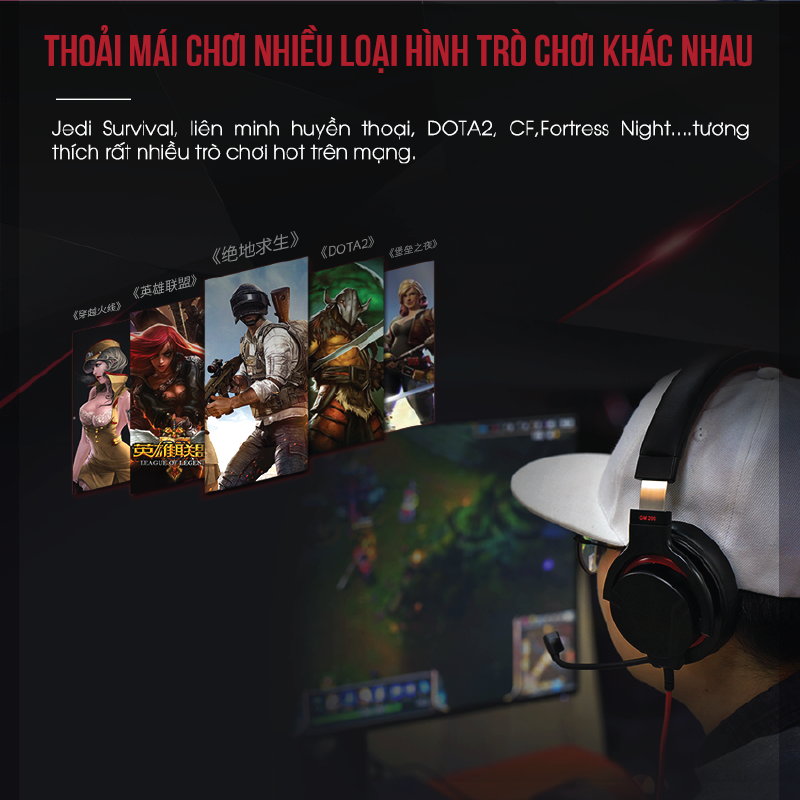 Tai nghe chụp tai TAKSTAR GM 200- AVSTAR, tai nghe có mic, tai nghe chơi game, tai nghe nghe nhạc- hàng chính hãng