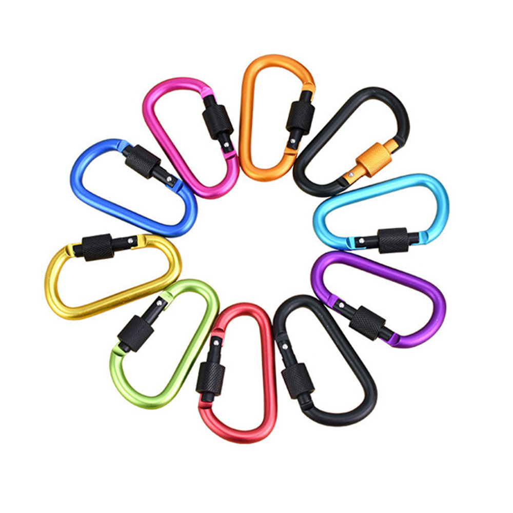 Móc Khóa Carabiner Dạng D Bằng Hợp Kim Nhôm Chịu Lực 35kg Cắm Trại Ngoài Trời Đi Bộ Đường Dài