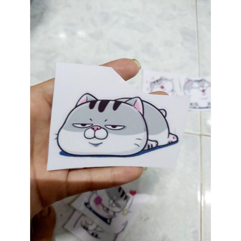 Tem Decal BST Mèo Ú 2 Dán Xe, Nón, Điện Thoại