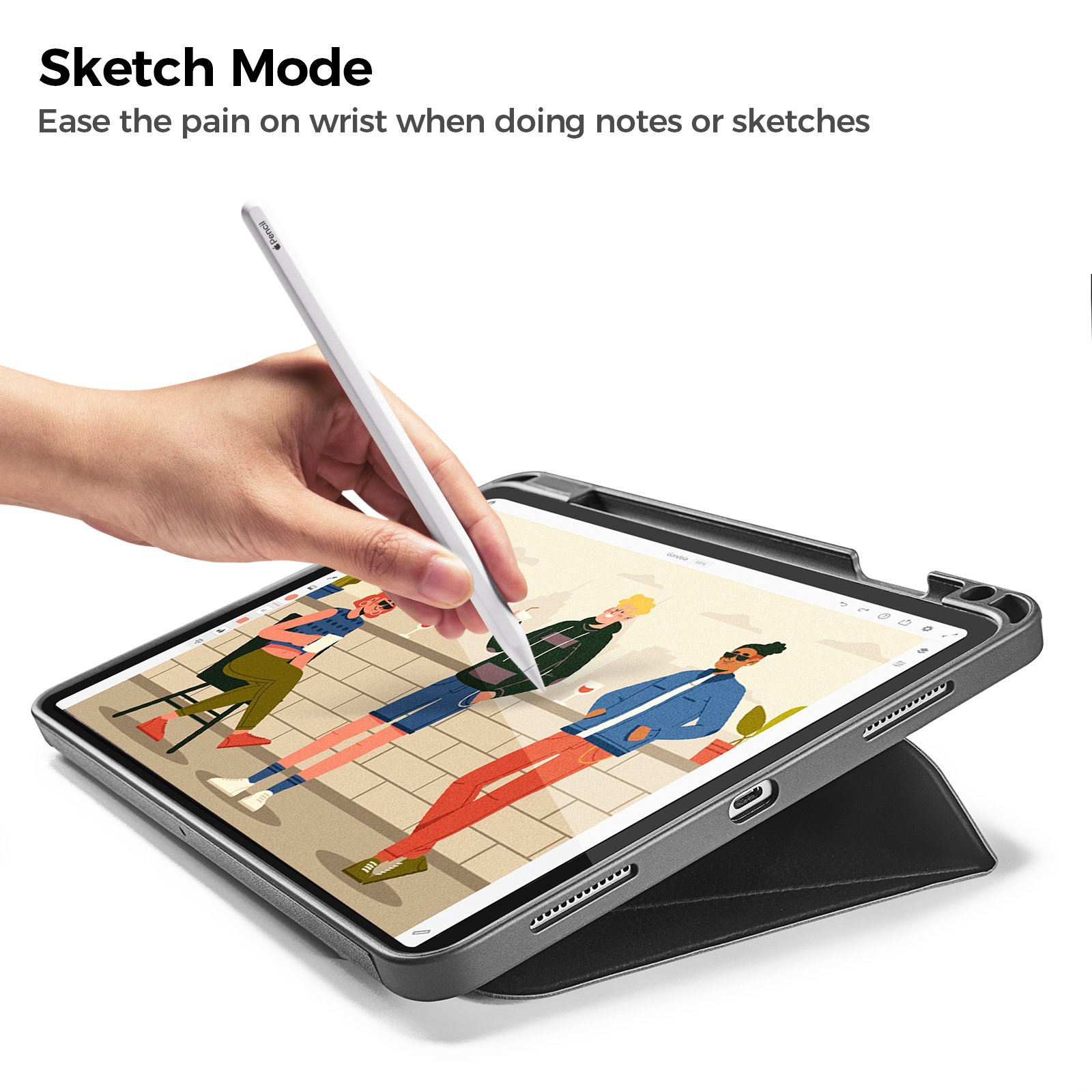 Bao Da For IPad 10.9 inch 2020 Tomtoc Từ Tính Đa Góc Smar-Tri Hỗ Trợ Sạc Không Dây Apple Pencil B02-005 - Hàng Chính Hãng