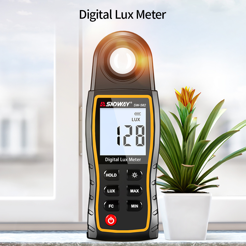SNDWAY Digital Lux Meter LCD Display Handheld Auto Range Illuminometer Luminometer Photometer Luxmeter Light Meter