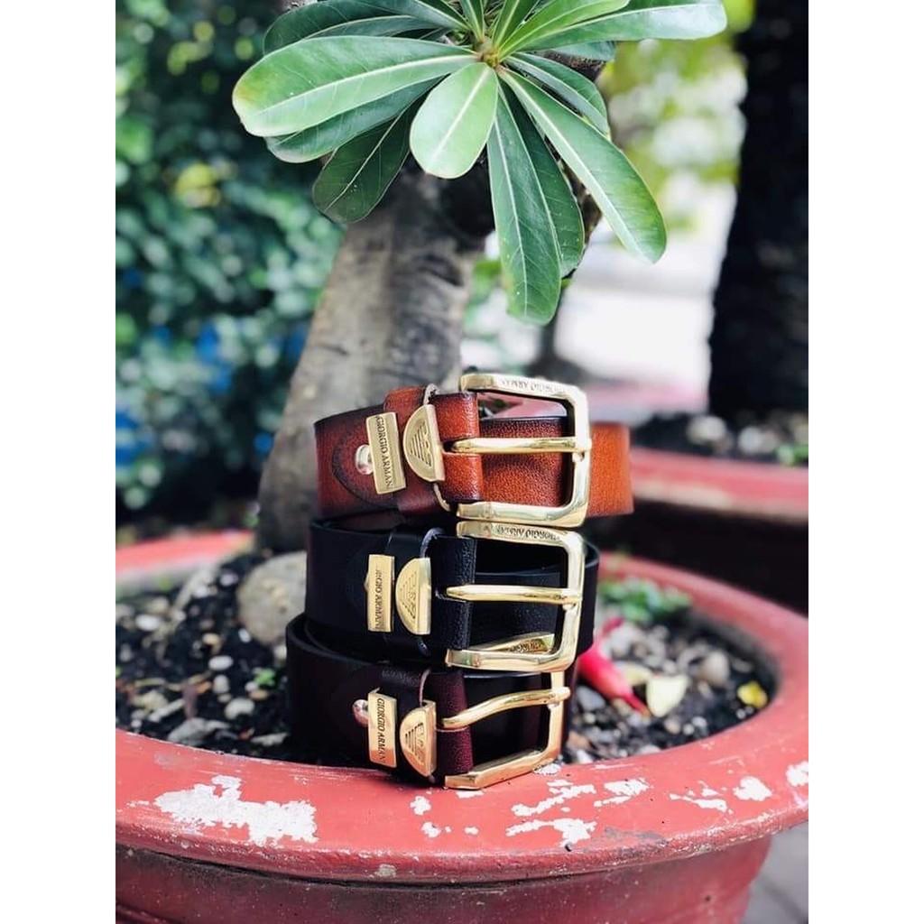 Thắt Lưng Nam Da Bò Thật 100%, Dây Lưng Da Bò Khóa Đồng Nguyên Khối - Dây Nịt Da Lỗ Kim - Bảo Hành 24 Tháng