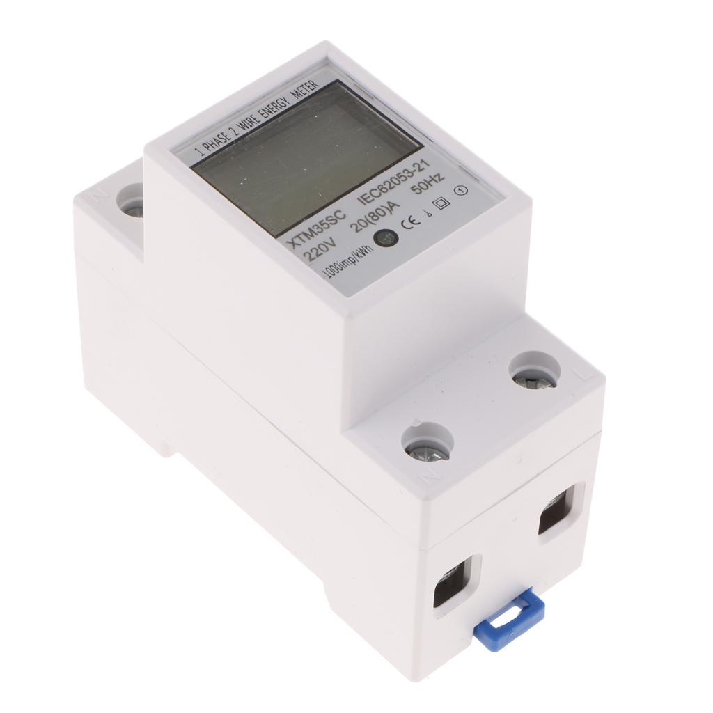 220 V 20  Một Giai Đoạn DIN Đường Sắt KWh Watt Giờ Din-Đường Sắt Đồng Hồ Năng Lượng Màn Hình LCD