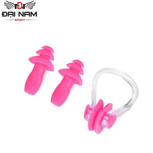 Bộ Nút Bịt Tai Và Kẹp Mũi Silicon Chống Nước Khi Bơi Lội Chính Hãng Đại Nam Sport - Hồng