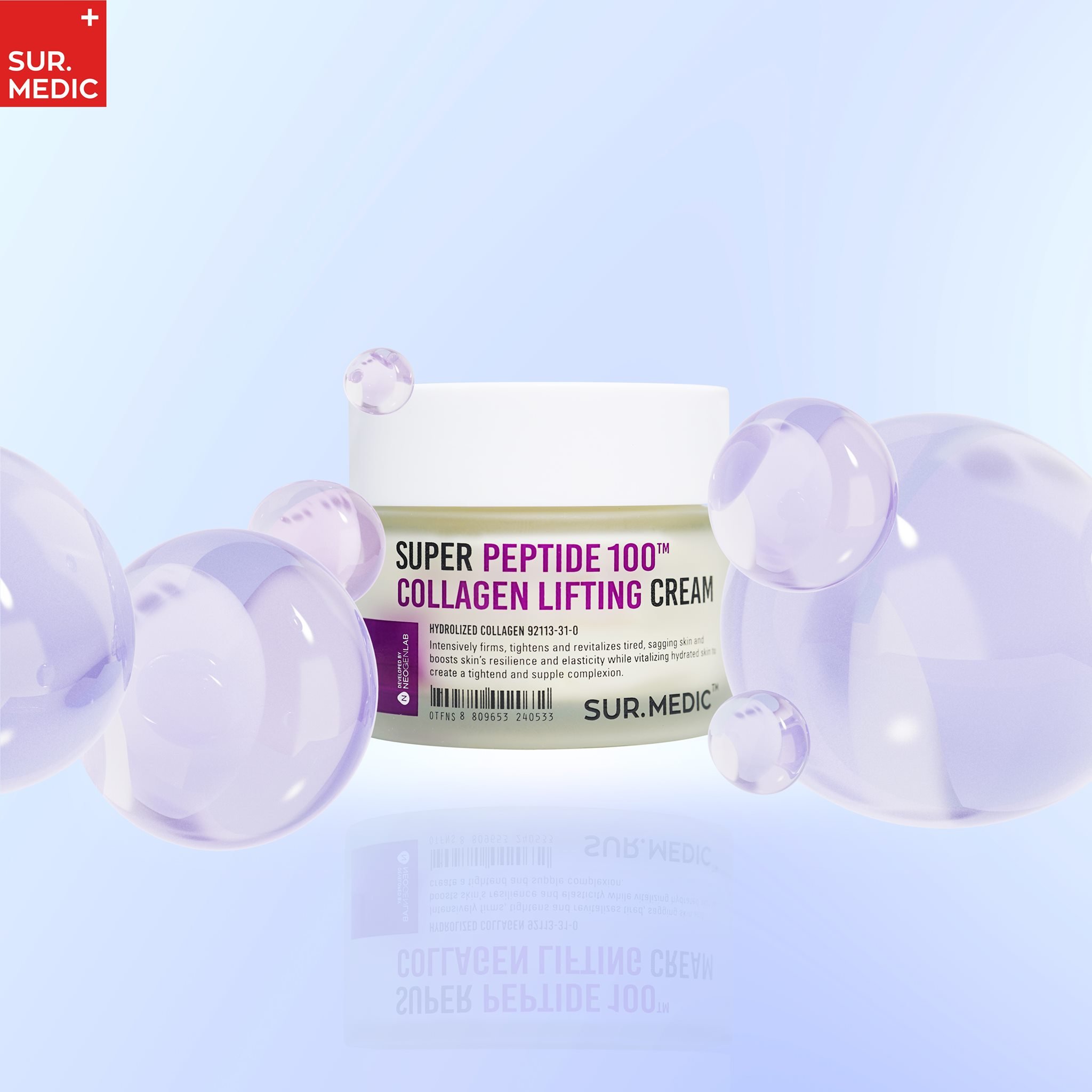 Kem dưỡng phục hồi trẻ hóa làn da Sur.medic+ Super Peptide 100tm Collagen Lifting Cream 50ml + Tặng Kèm 1 băng đô tai mèo (Màu Ngẫu Nhiên)