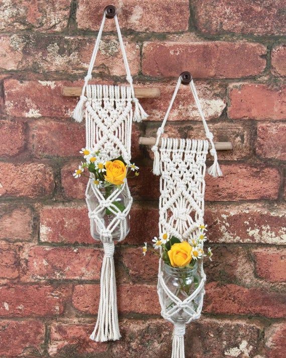 Set 2 dây tết macrame thủ công treo lọ đựng hoa đựng nến trang trí độc đáo MAC204