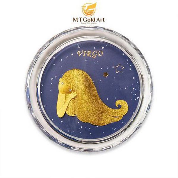 Chặn giấy cung hoàng đạo dát vàng 24k MT Gold Art- Hàng chính hãng, trang trí nhà cửa, phòng làm việc, quà tặng sếp, đối tác, khách hàng, tân gia, khai trương