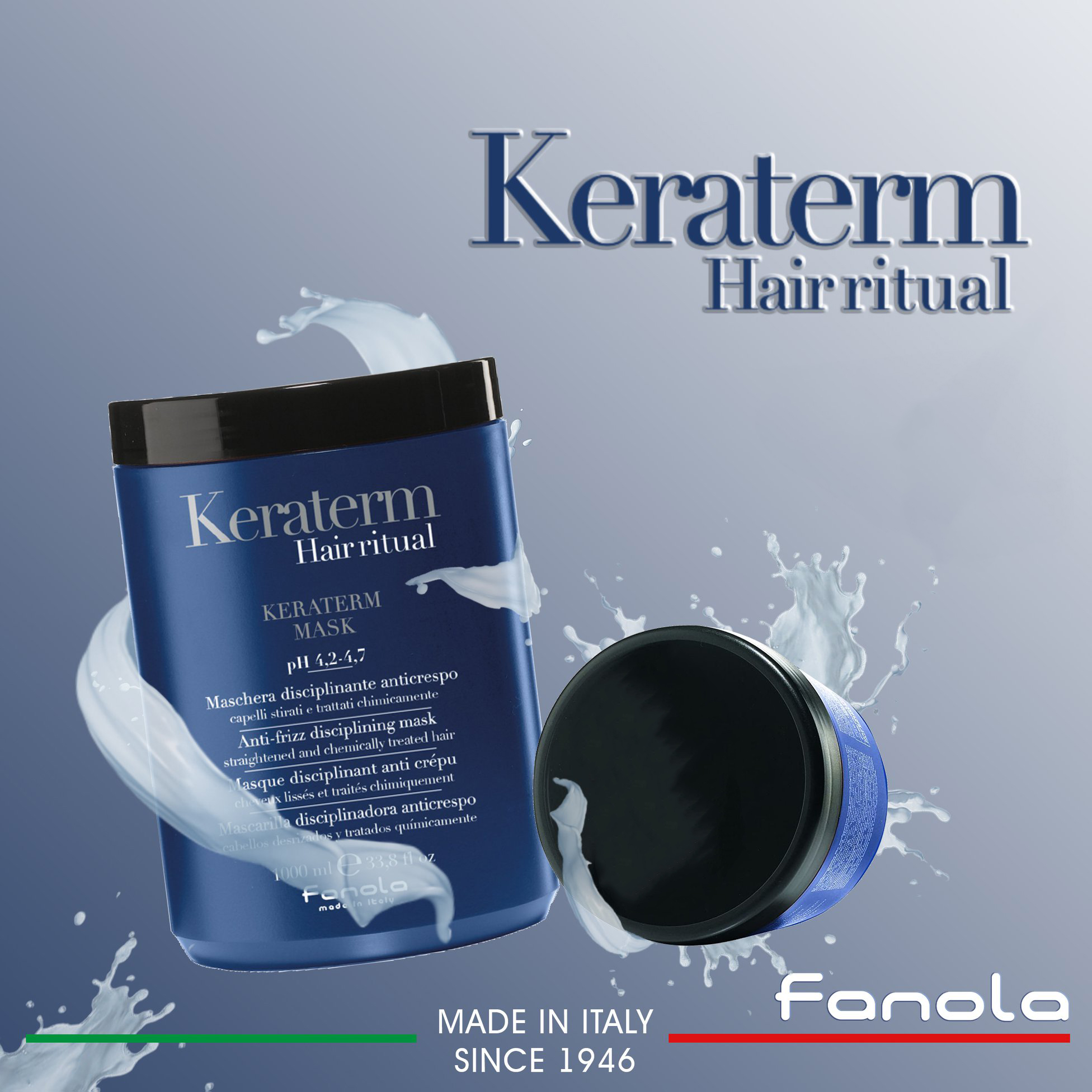 Kem Ủ Chống Rối, Suôn Mượt Fanola Keraterm Mask Italy 1000ml + Tặng Kèm Băng Đô Rửa Mặt