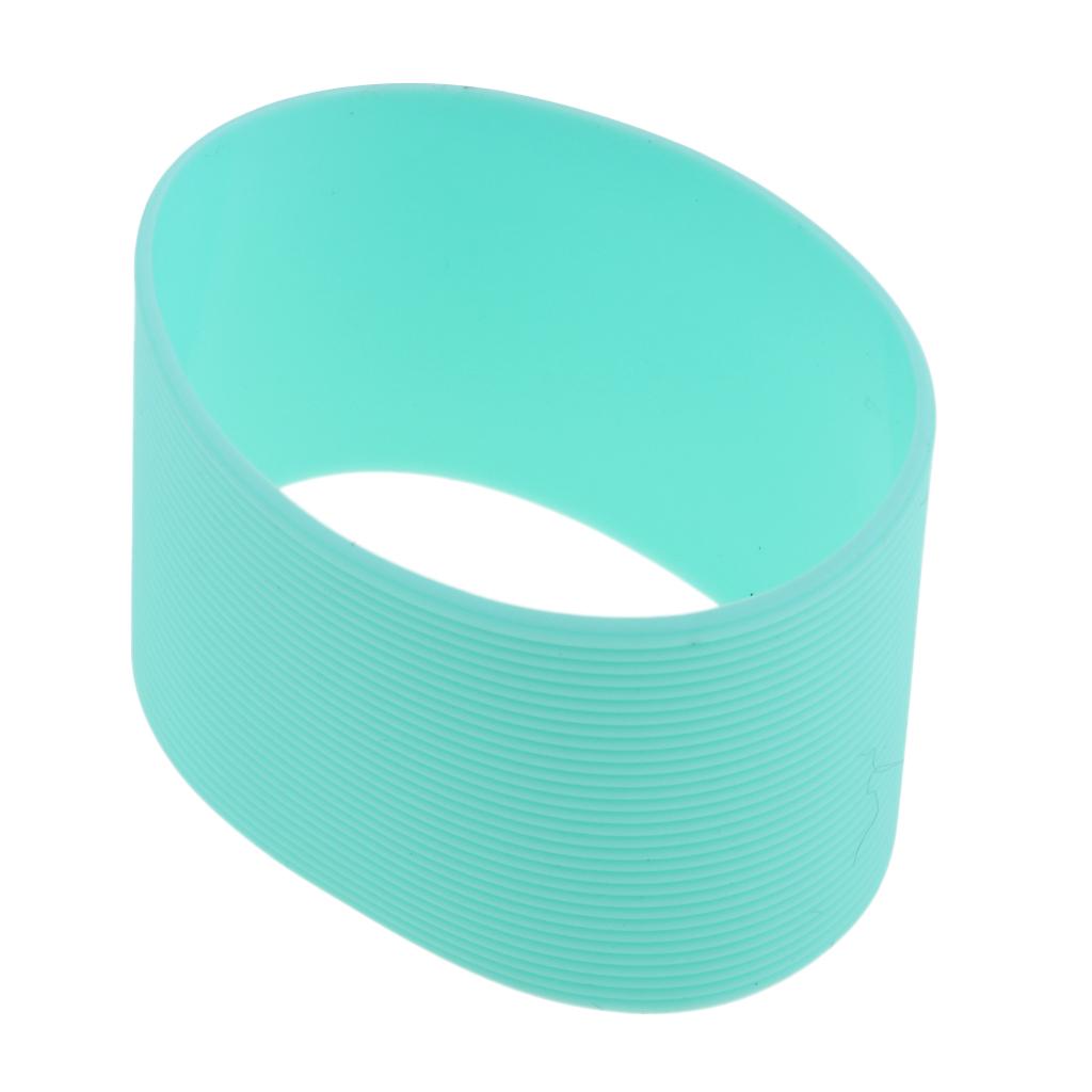 2xOutdoor Silicone Round Non- Water Bottle Mug Cup Sleeve Cover Green