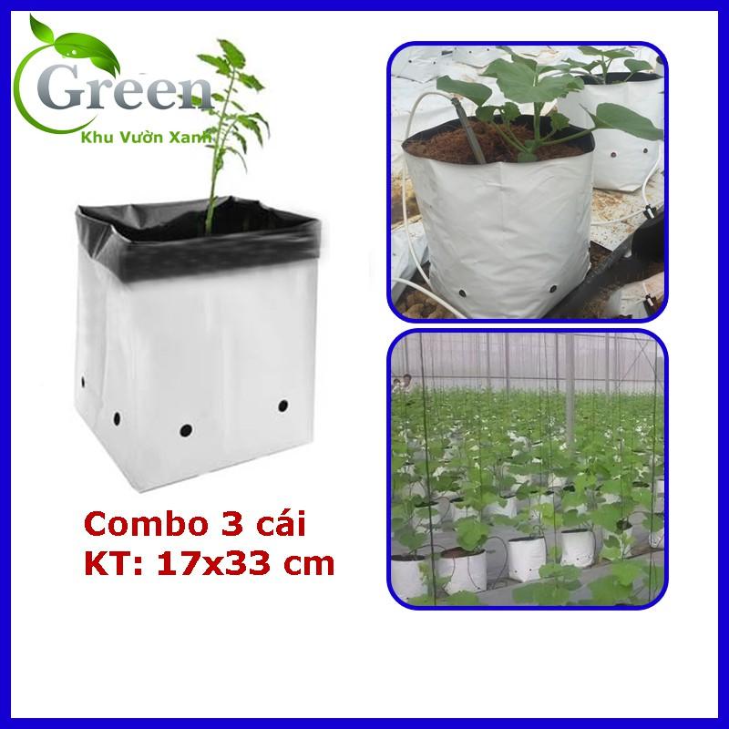 Combo 3 Túi Trồng Cây Trồng Rau Hai Lớp PE Trắng Đen Độ Bền Cao
