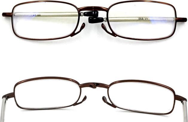 Kính lão gọng xếp 868 màu nâu tròng lão từ 1 độ đến 4 độ
