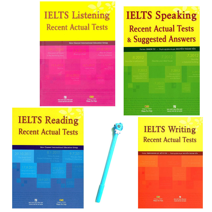 Combo IELTS Recent Actual Tests: Reading, Speaking, Listening, Writing (Tặng Kèm Bút )