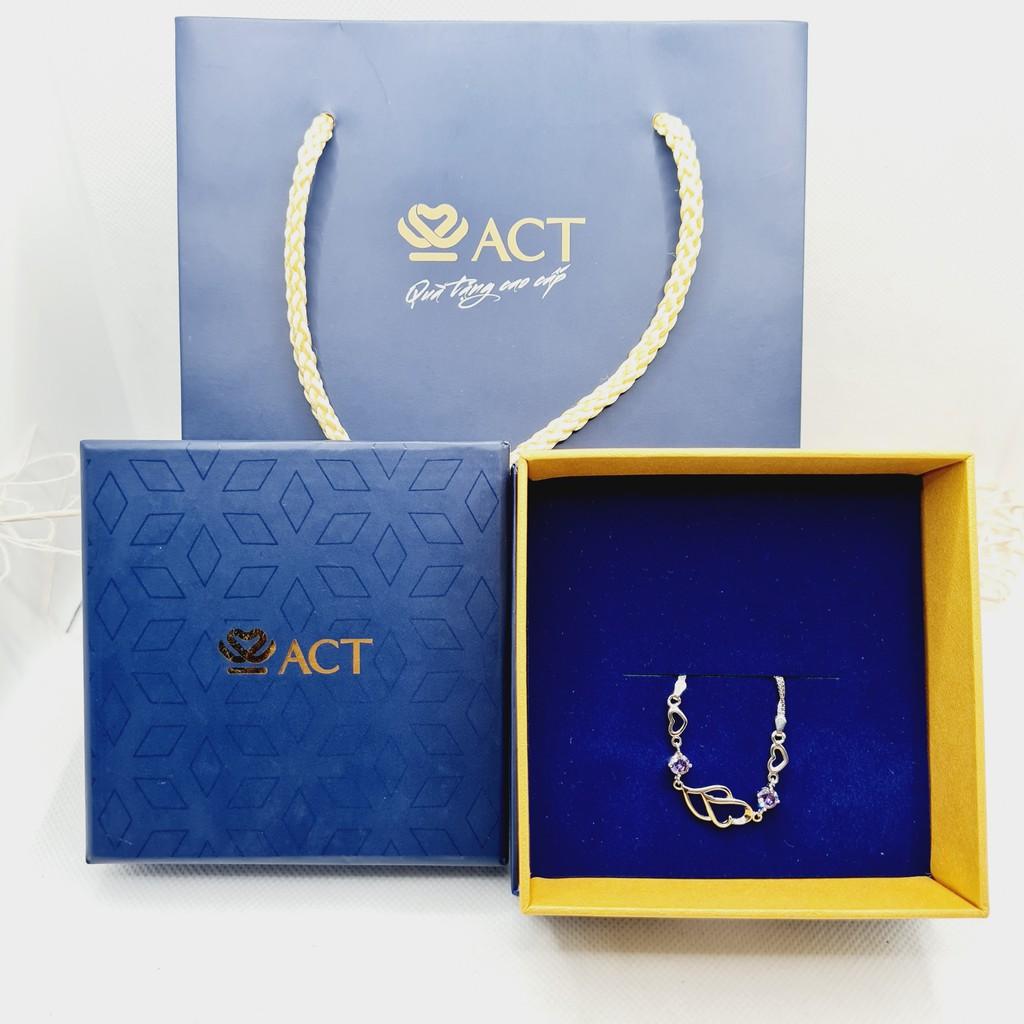 Lắc tay mặt trái tim đá tím chất liệu bạc 925 thời trang phụ kiện trang sức nữ sang trọng