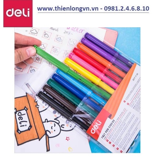 Bút dạ màu nước Deli 10003 - 12 màu