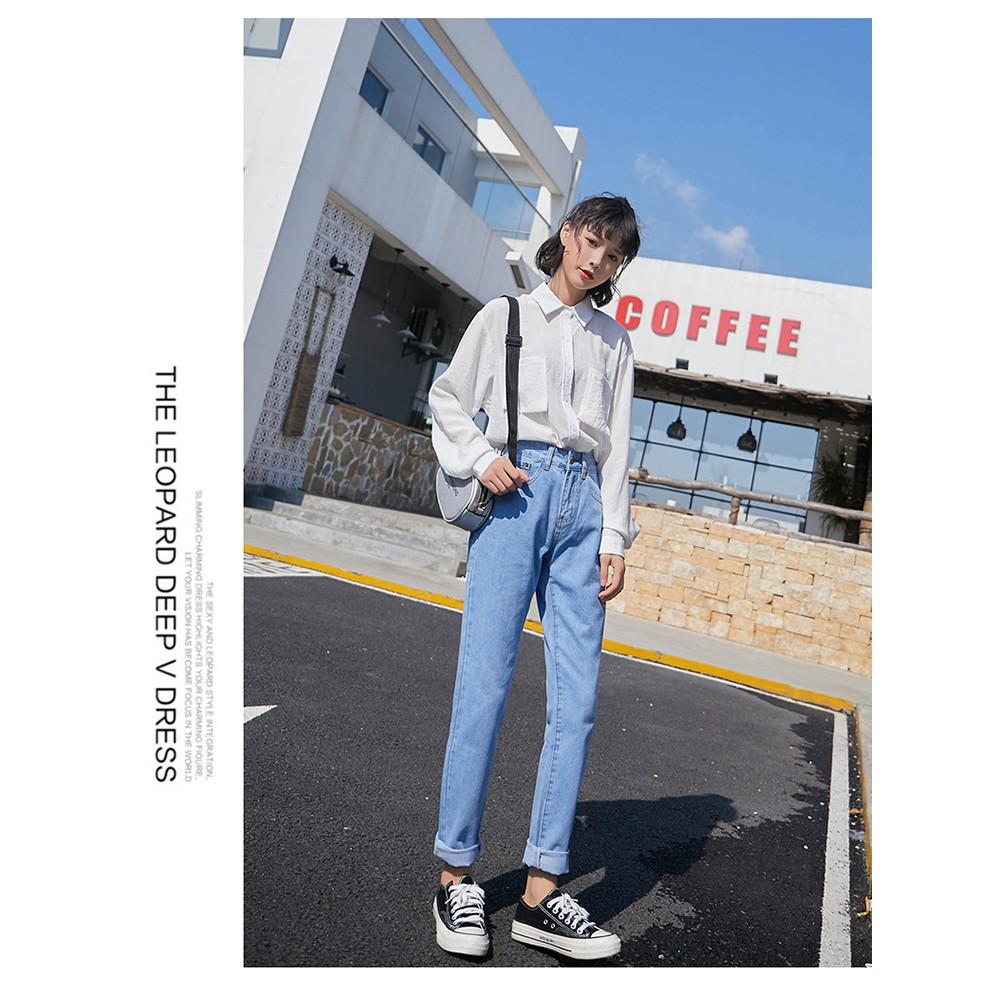 Quần Jeans Baggy UNISEX QJ001 BIGSIZE Trơn Đậm / Nhạt - Lưng Cao - tôn dáng - Không Giãn