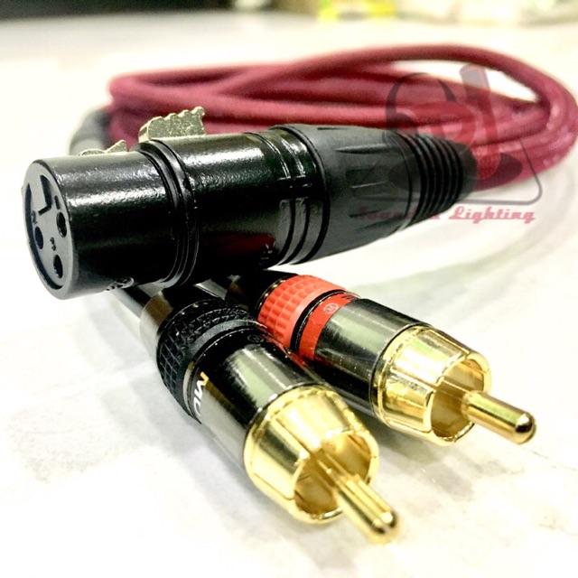 Dây Jack XLR  ra 2 đầu jack RCA dây dài 1m dây tín hiệu vang số ra loa subwoofer