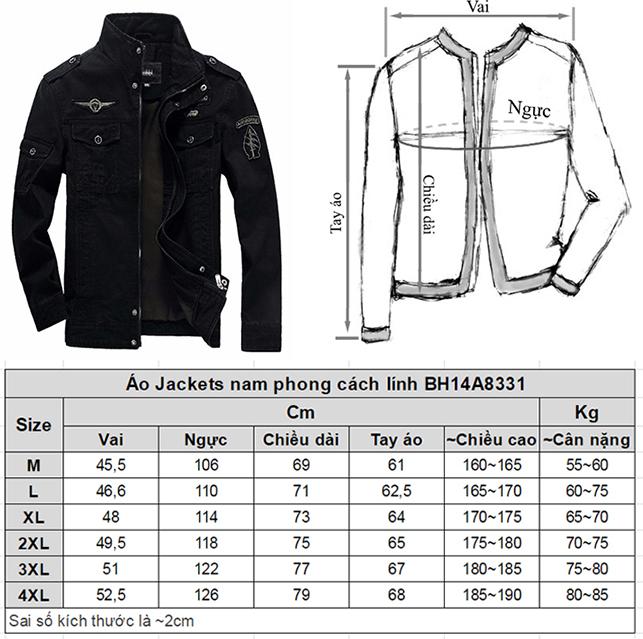 Áo Jackets Nam phong cách Army - 3 màu