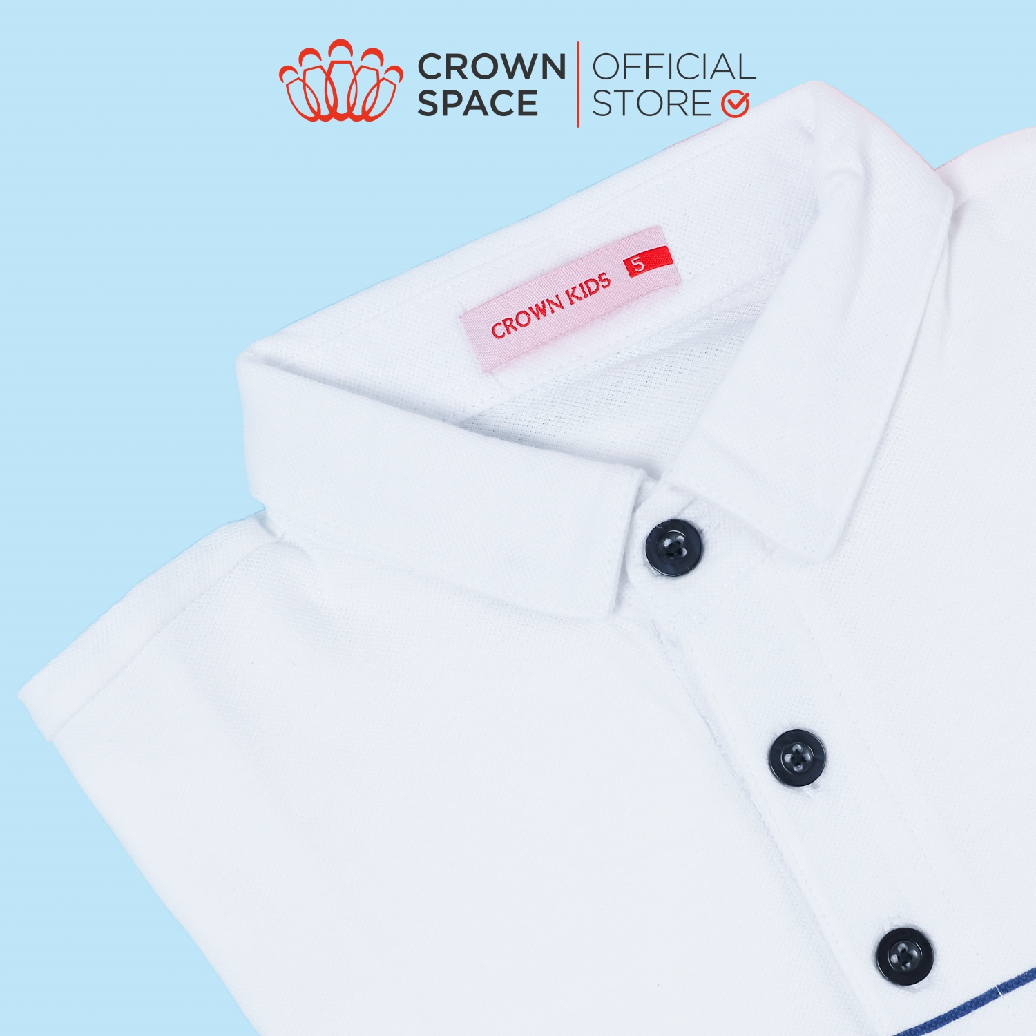 Áo Polo Bé Trai Chính Hãng Crown Kids Fashion CKBS2111101.W TShirt Vải Cotton Thoáng Mát Từ Size 1-8