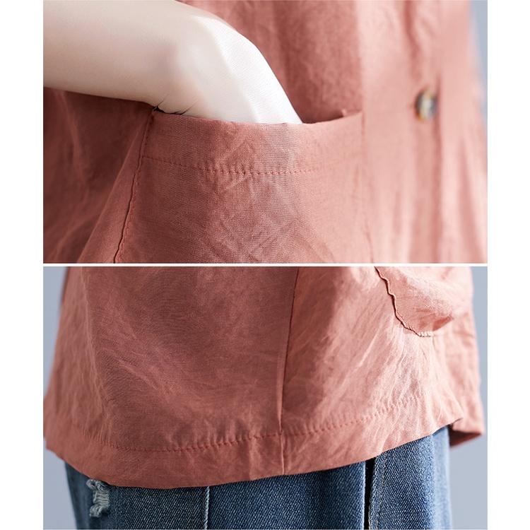 Áo vest Blazer Linen nữ dáng lửng tay lỡ 1 lớp, chất vải linen mềm mại, thời trang xuân hè - hồng phấn