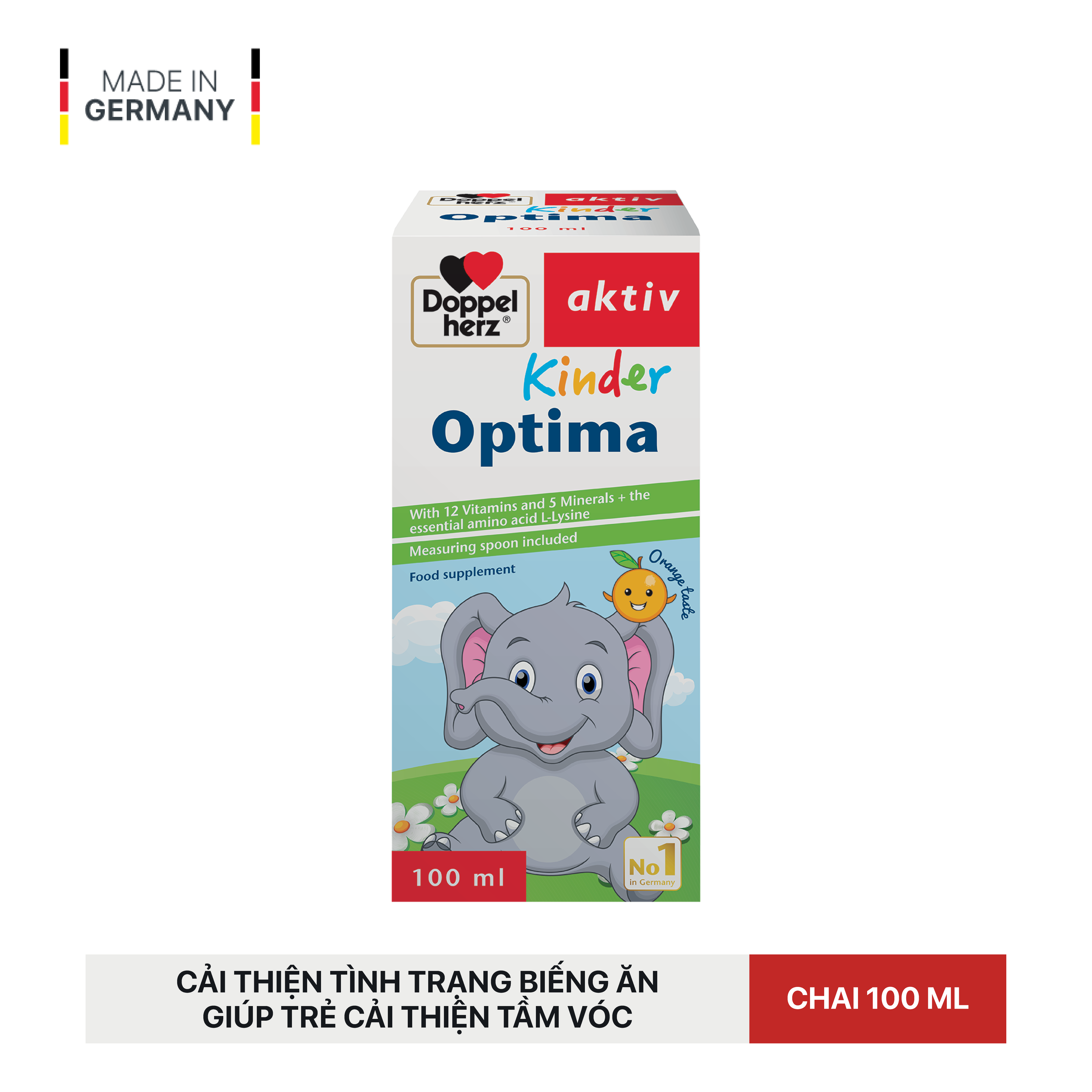 Siro ăn ngon, cải thiện tầm vóc cho bé Doppelherz Aktiv Kinder Optima (Chai 100ml)