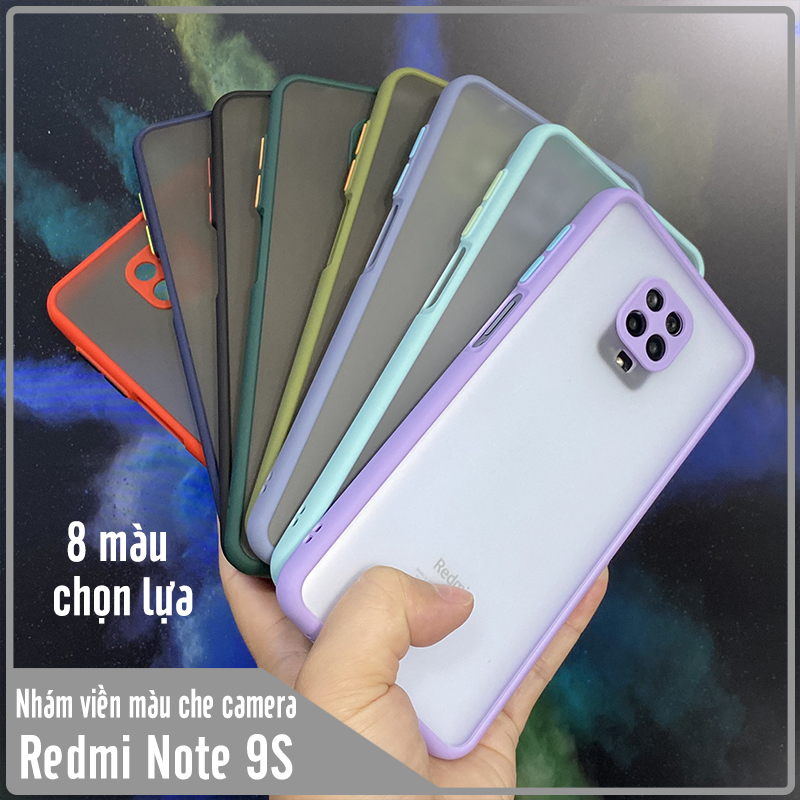 Ốp lưng cho Xiaomi Redmi Note 9S - Note 9 Pro trong nhám viền màu che camera
