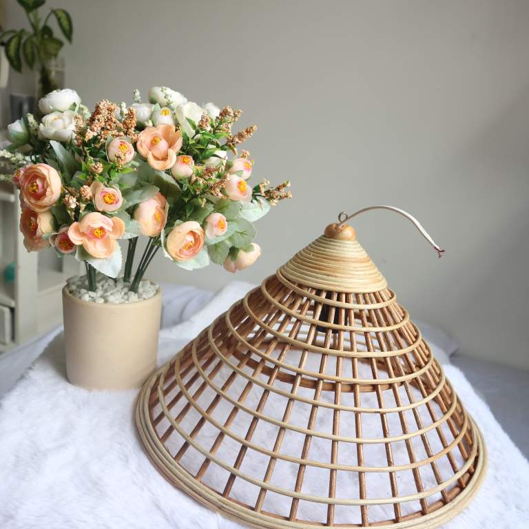 Đèn Ngủ Thiên Nhiên Trang Trí Hình Nón- Chất Liệu Mây Đan Handmade 100% - Không Hại Sức Khỏe- Thẩm Mỹ Cao