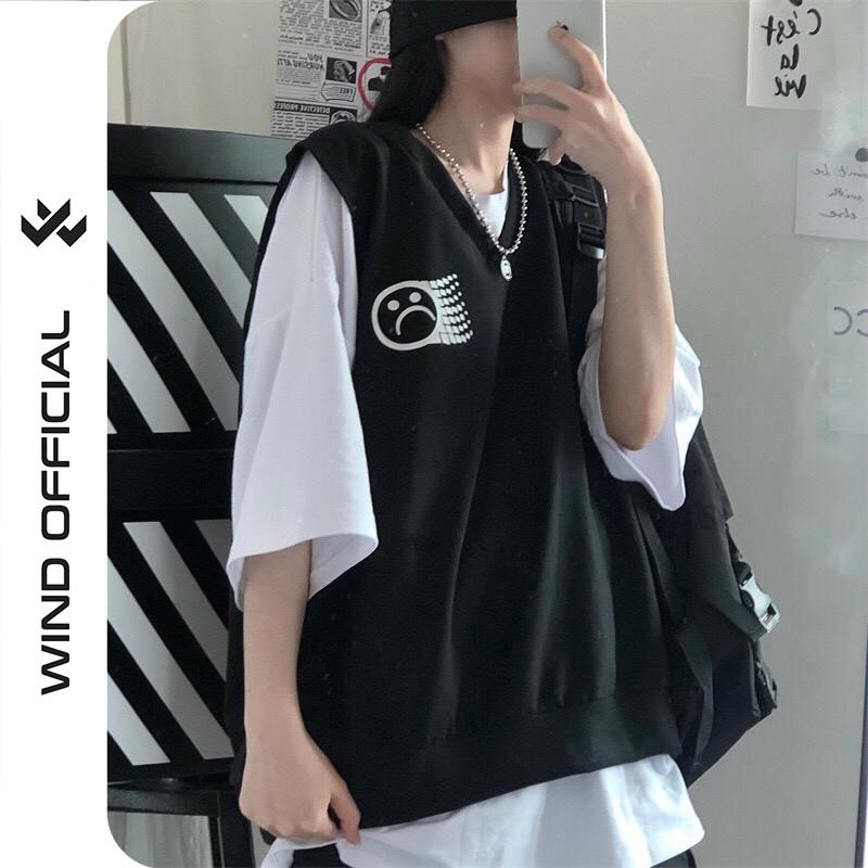 Áo gile unisex Wind form rộng Gile Mặt Buồn nam nữ oversize phong cách ulzzang