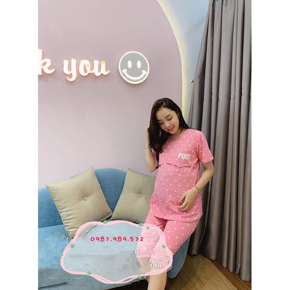Bộ đồ bầu Pink Quảng Châu Bầu và Sau Sinh Cộc Tay