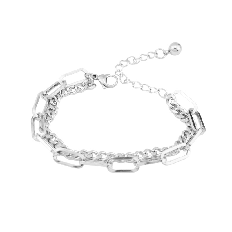 Vòng đeo tay lắc tay 2 lớp titan không đen không gỉ