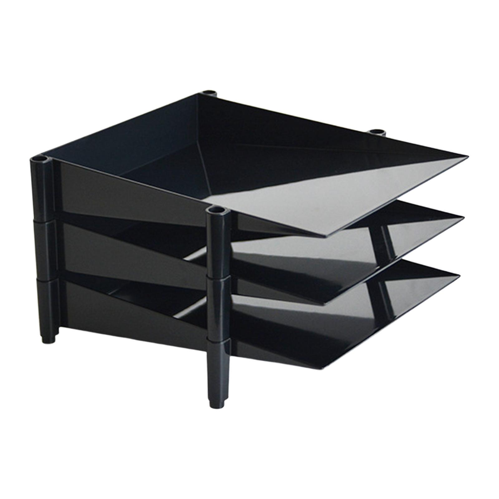 File Document Holder Paper Shelves Sorter Stackable Black