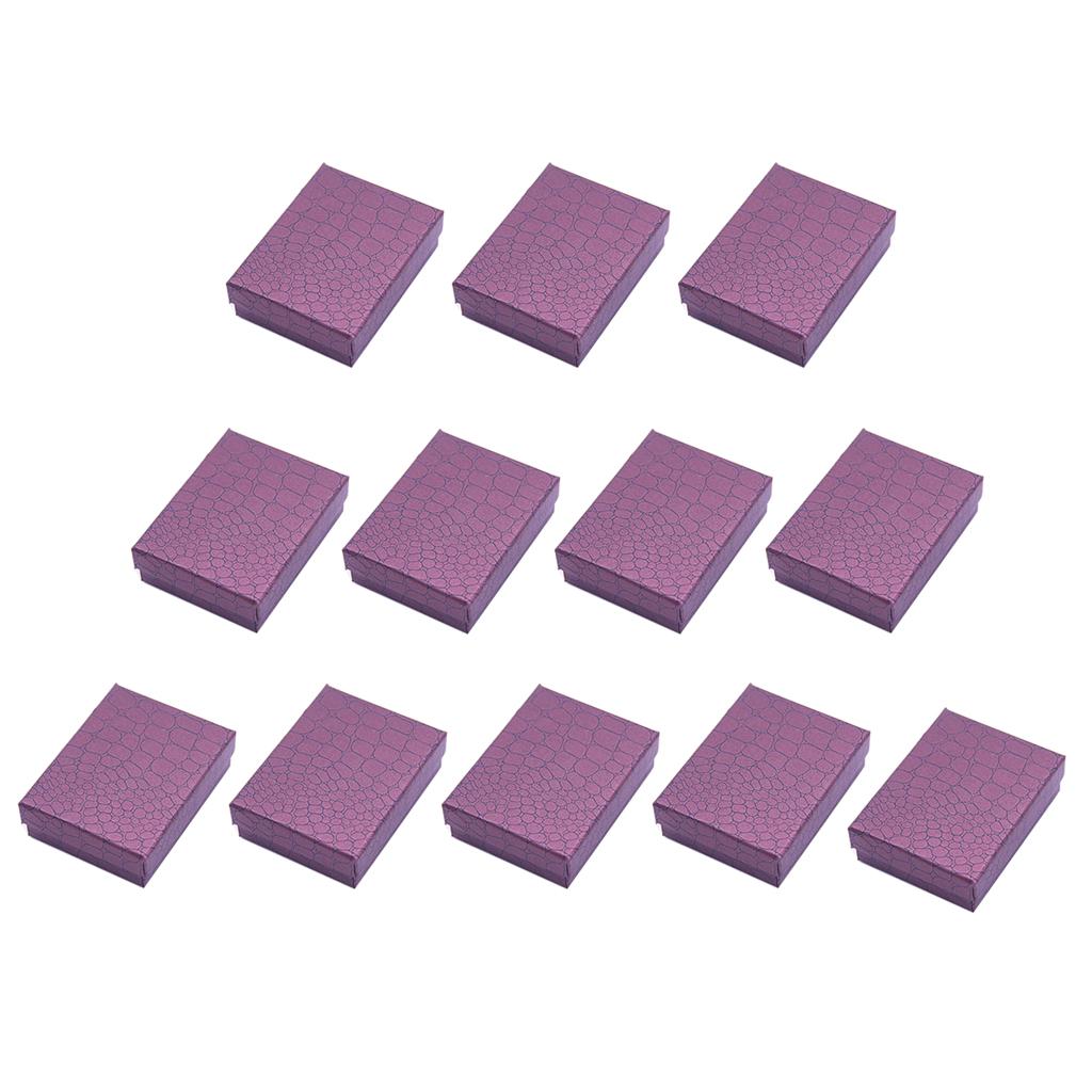 12pcs Cardboard Jewelry Box w/ Sponge Rings Box Square Gift Box Purple