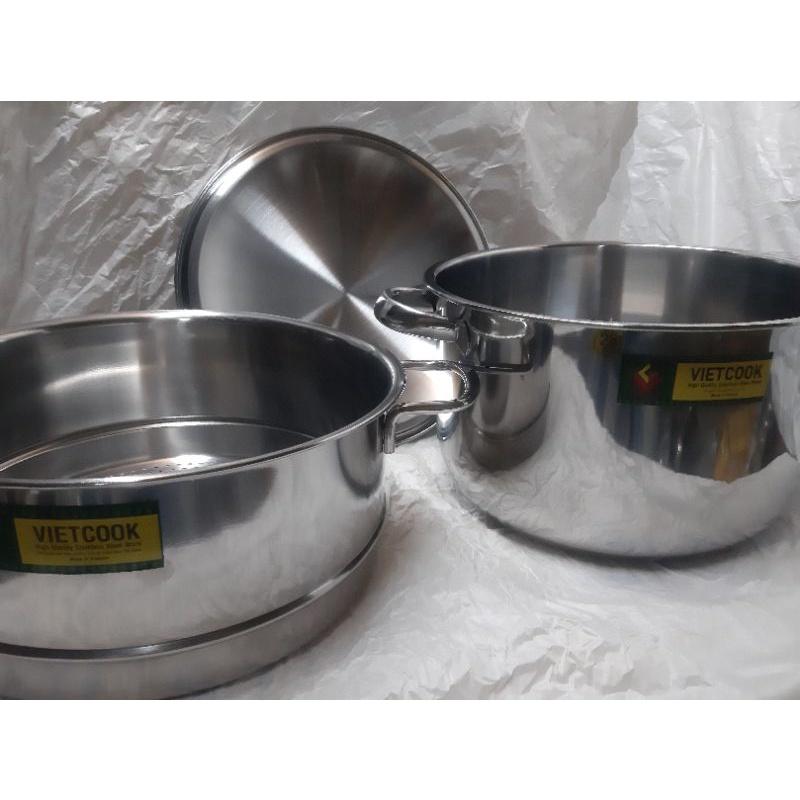 (Video Sp)Bộ nồi xửng hấp inox ,xửng hấp inox 2 tầng nắp kính và nắp inox đáy từ  size 24,26,28,30,32 chõ đồ xôi