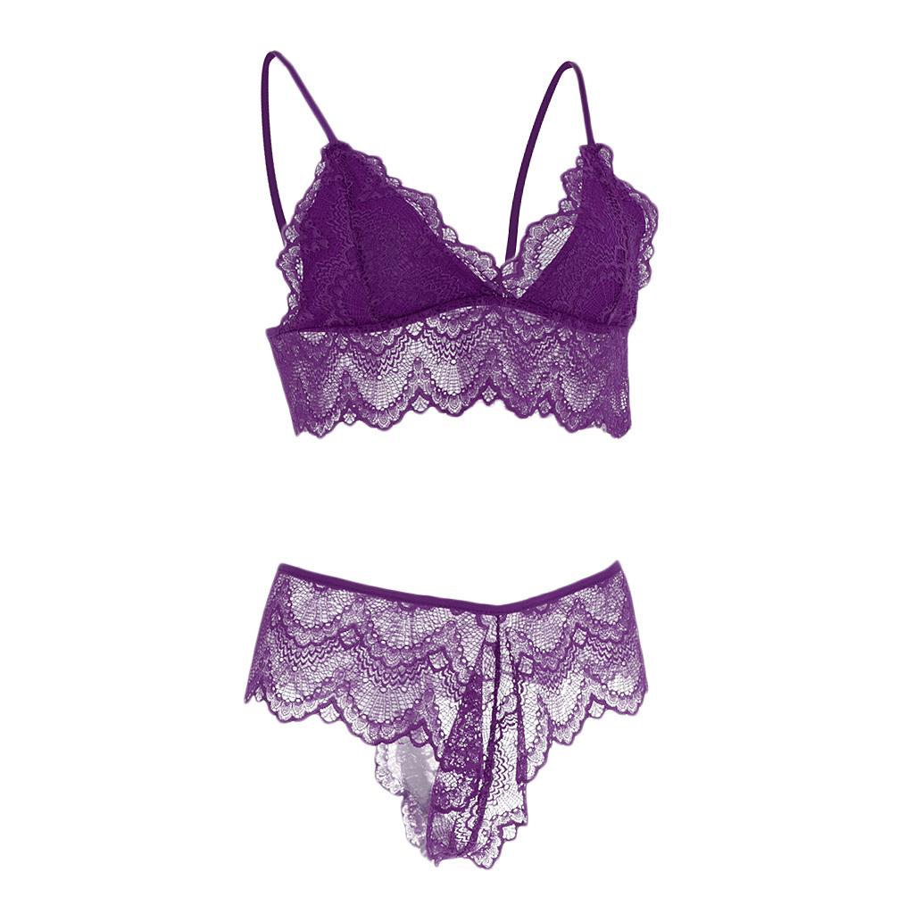 Women Sexy Lace Bra Panty Thong Lingerie Set Sleepwear