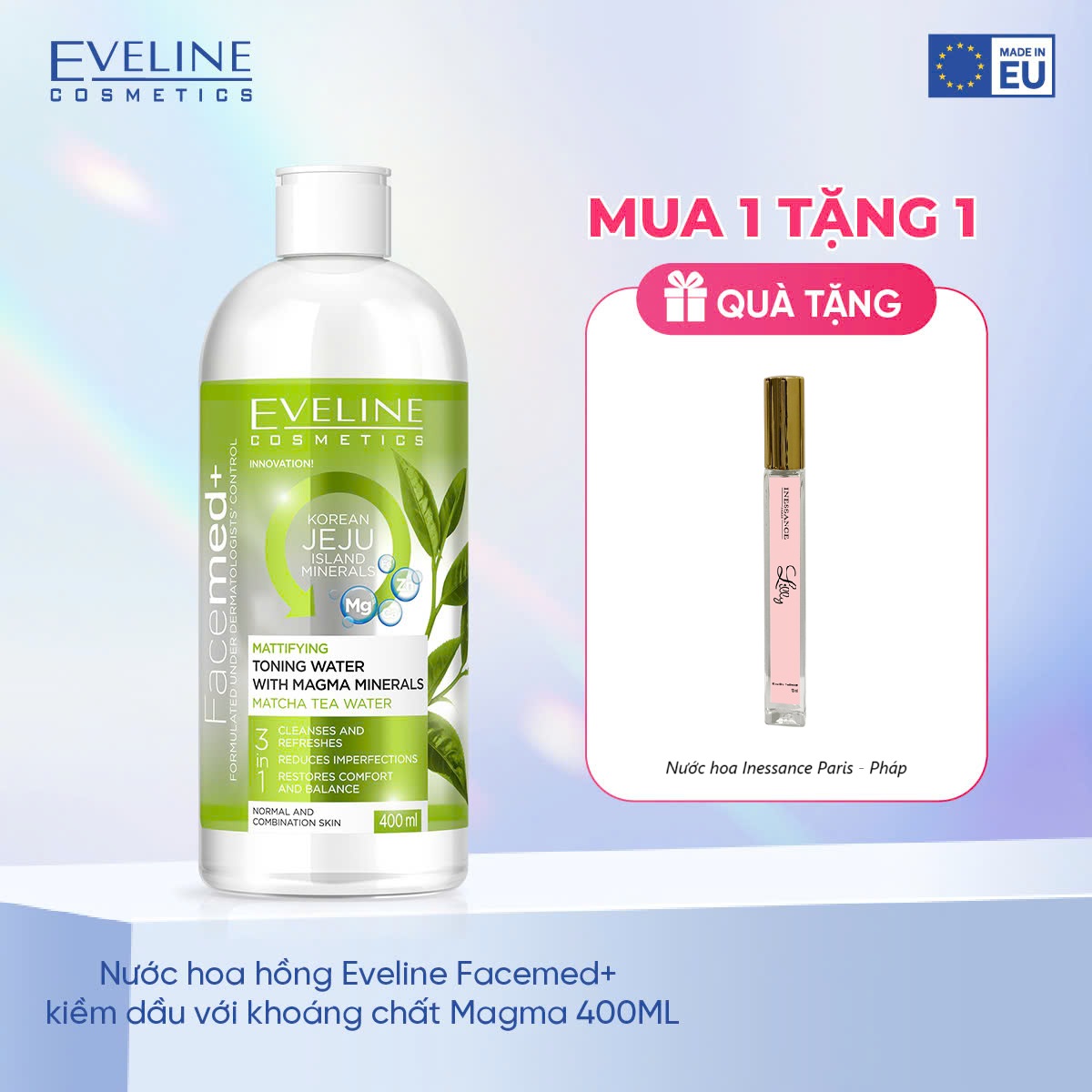Nước Hoa Hồng Kiềm Dầu Khoáng Chất Magma Eveline 400ml