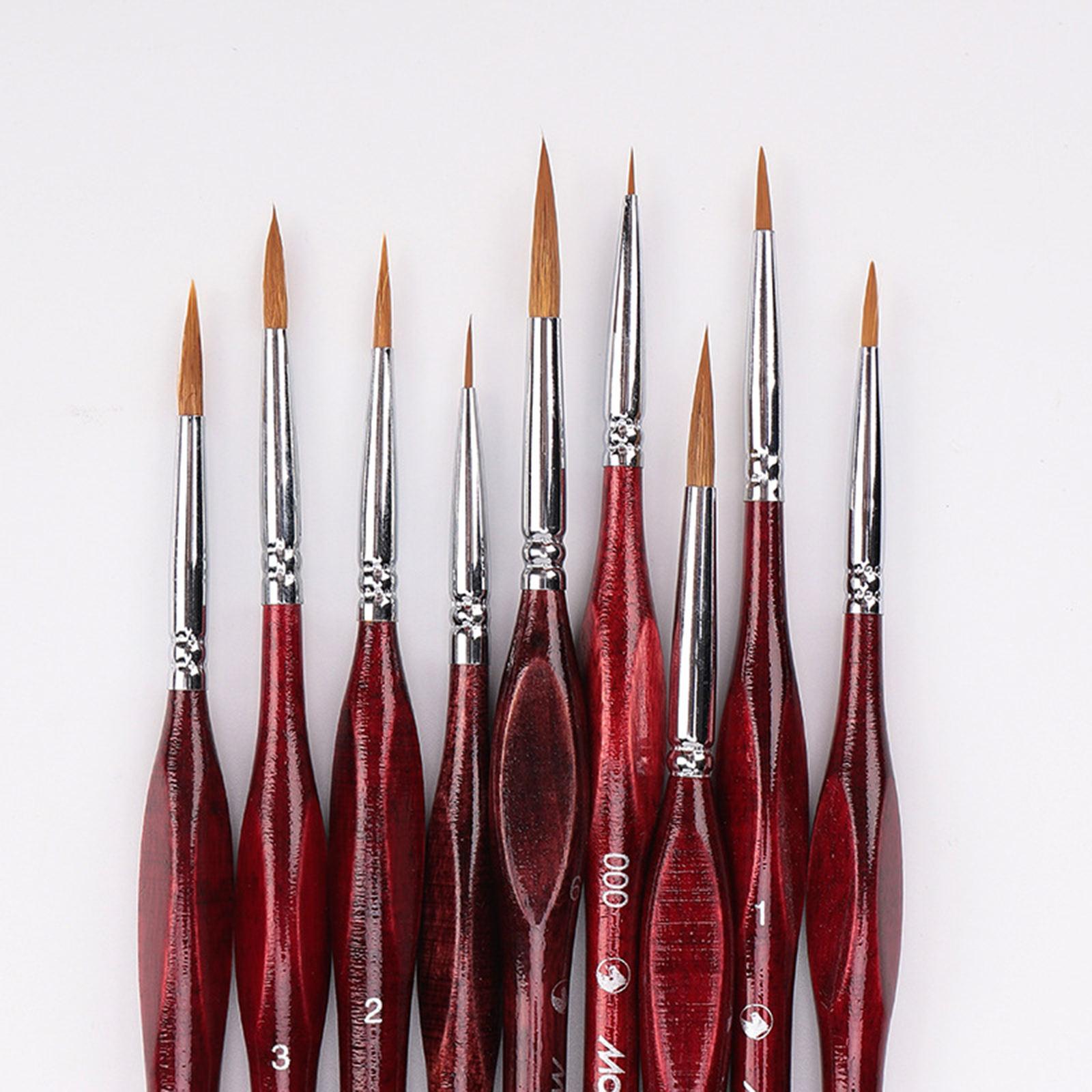 9Pcs Fine Point Tip Artist Liner Brush Set for Detail Watercolor Acrylic Oil
