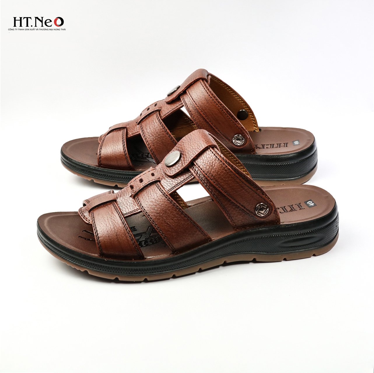 Sandal nam đế cao - Sandal nam(chính hãng) HT.NEO 100% da bò tự nhiên, kiểu dáng và màu sắc nổi bật, quai da siêu bền chắc SD96 )