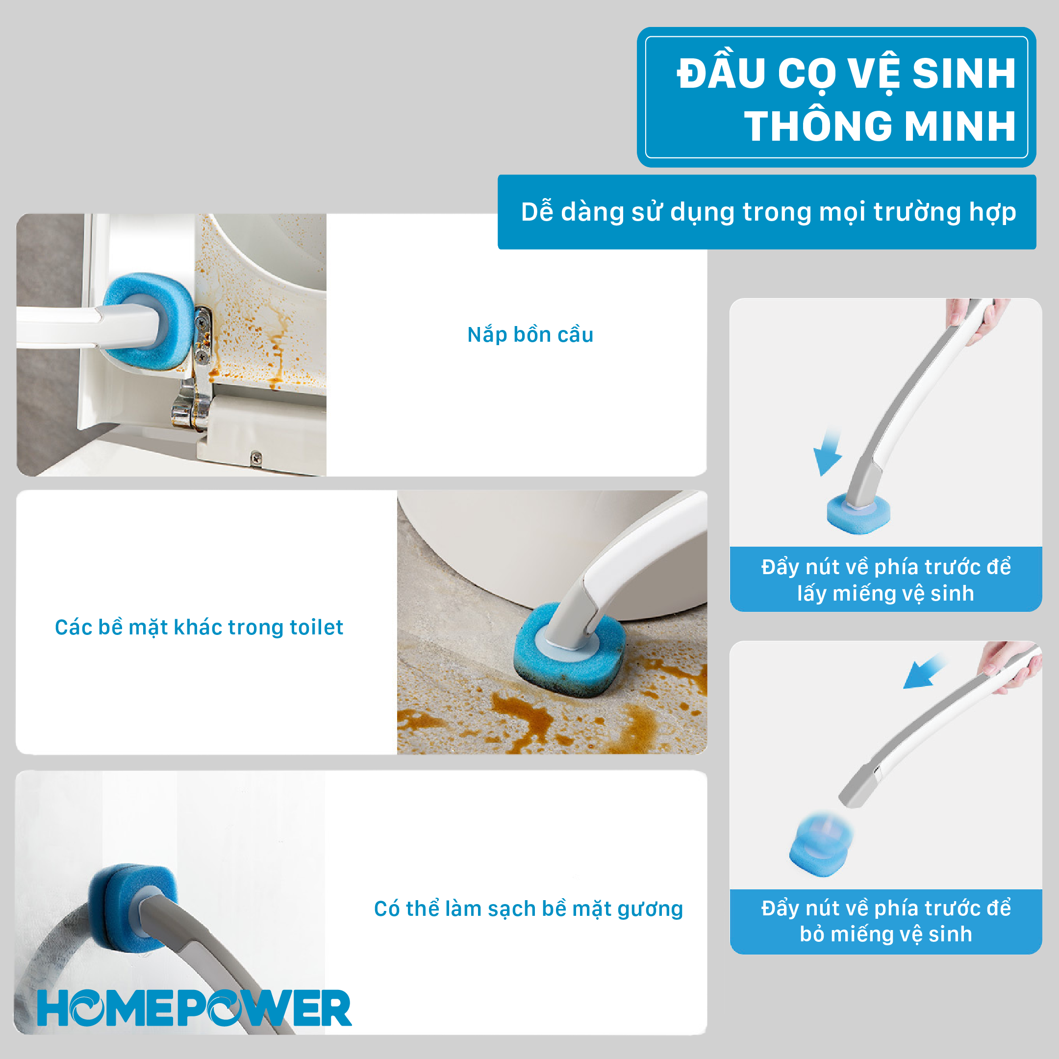 Chổi Cọ Nhà Vệ Sinh, Bồn Cầu Dùng 1 Lần Treo Tường Tiện Lợi Homepower TP-01