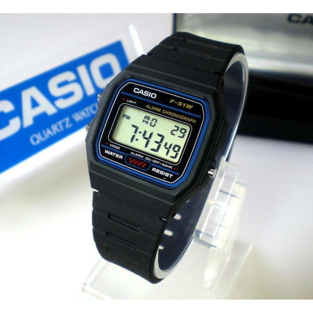 Đồng Hồ Nam Dây Nhựa Casio Standard F-91W-1 Chính Hãng - F-91W-1DG Pin 7 Năm