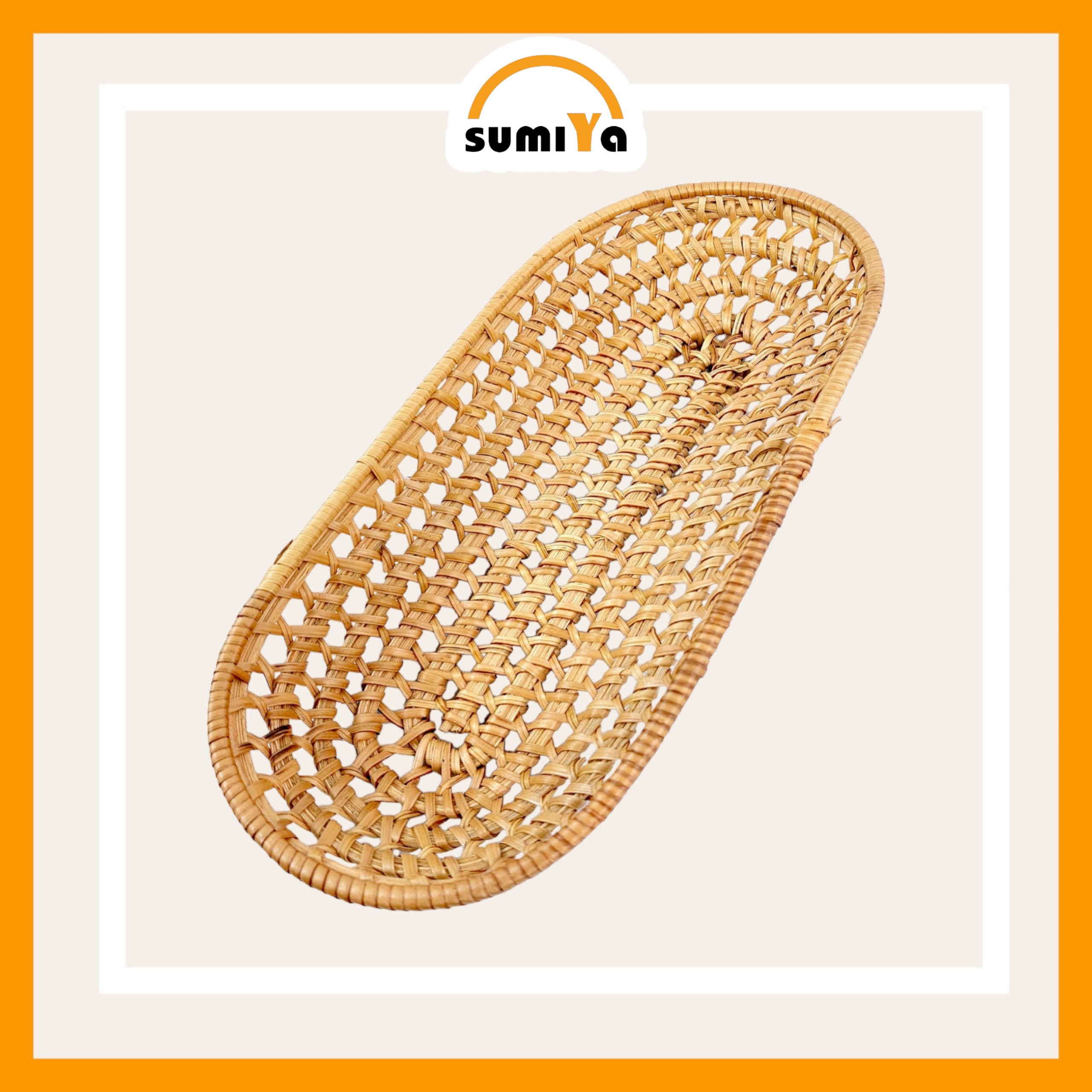 Khay mây xiên oval để bánh mì, khay mây xiên tự nhiên, trang trí