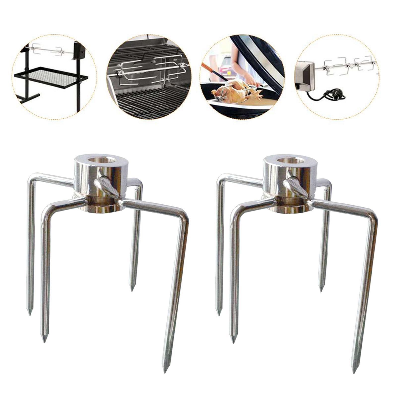 2X 2x Rotisserie BBQ Spit Fork Roaster Grill Barbecue Accessories