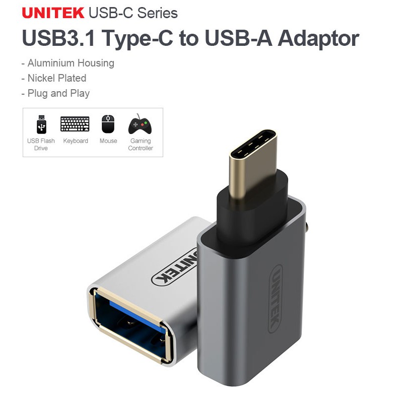 Đầu đổi Type C sang USB Unitek - Hàng chính hãng