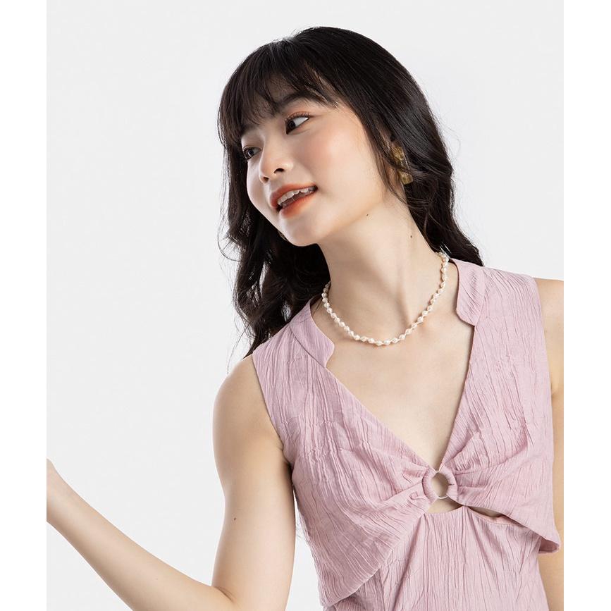 Đầm midi nữ HNOSS phối roen kiểu bra HNDLU027