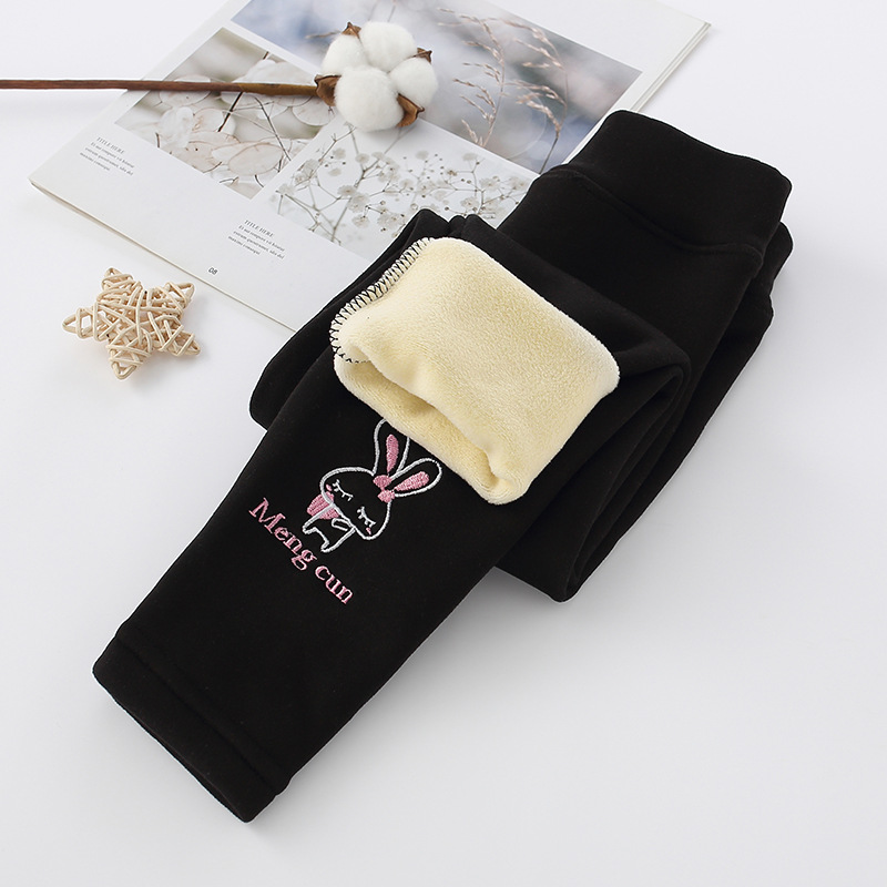 Quần legging bé gái, Quần dài bé gái chất nỉ cotton lót lông dày dặn không bị xù khi mặc size 12kg đến 30kg