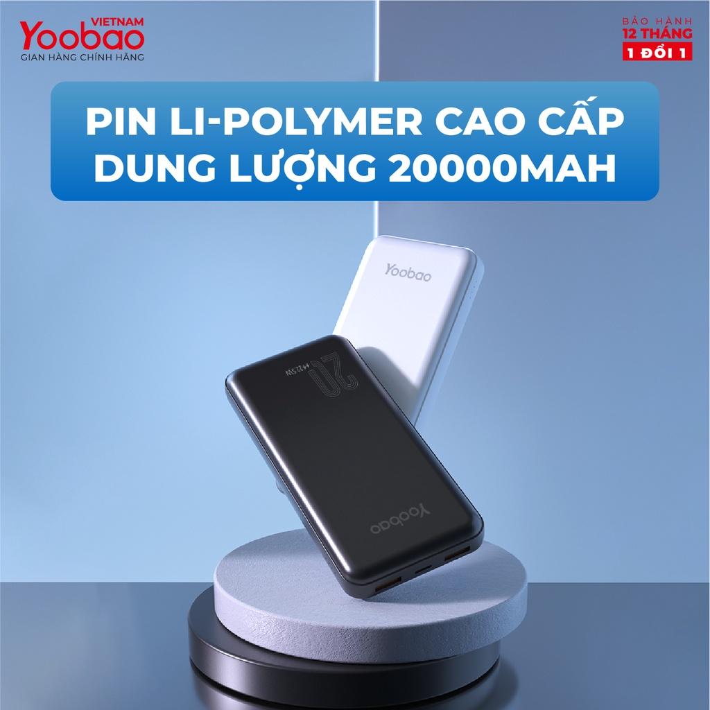 Pin sạc dự phòng 20000mAh D20Q Yoobao PD 20 Sạc nhanh công suất 22,5W- Dùng cho Iphone 11,12, Huawei - Hàng chính hãng