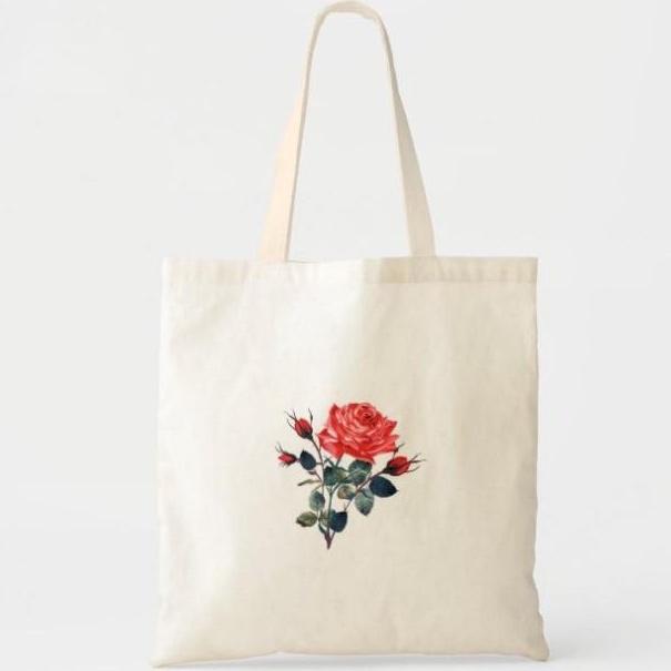 Túi vải Canvas bộ sưu tập Hoa Hồng Rose trên kích thước 38x33x10cm Trương Gia Túi Vải - Túi Canvas - Mẫu 4