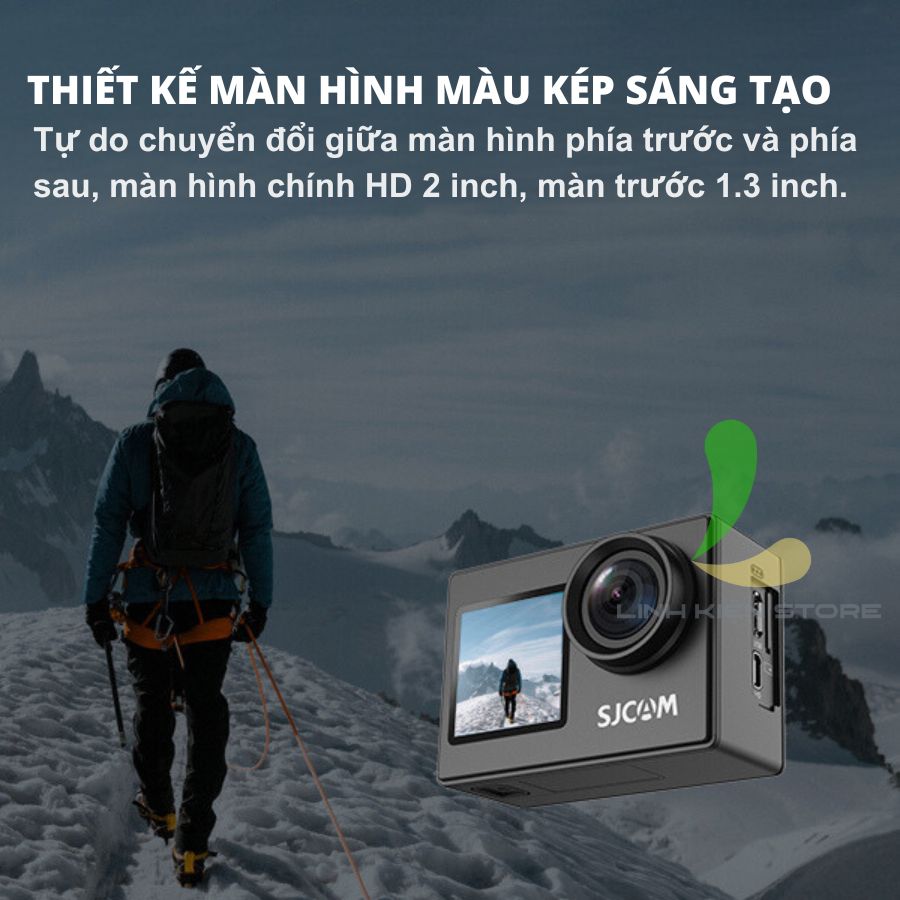 Camera hành trình Sjcam SJ4000 Dual Screen 4K - Máy quay hành động 2 màn hình quay liên tục lên đến 70 phút - Hàng nhập khẩu