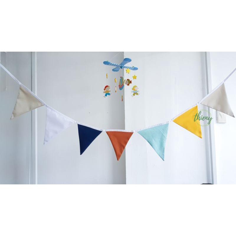 Dây cờ tam giác vải phong cách Scandinavi, dài 2,2m trang trí Decor Sinh nhật - Flag Garland