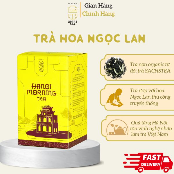 Trà xanh hoa ngọc lan PHMT0075 SACHS TEA 1773 chè hữu cơ thái nguyên ướp hoa cao cấp 75g/hộp